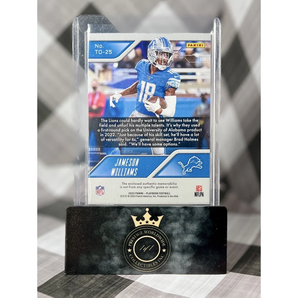 Jameson Williams 2023 Prizm Rookie Card at Prestige Worldwide Collectibles