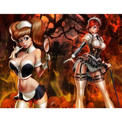Jamie Tyndall Jinkies Maid Virgin Exclusive Connecting Cover | Exclusive Variant Comic Art Cover | vintageantiquesgifts.com