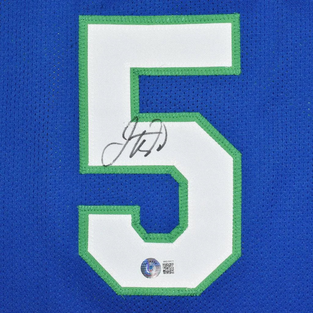 Jason Kidd autographed Dallas blue #5 custom jersey with BAS sticker