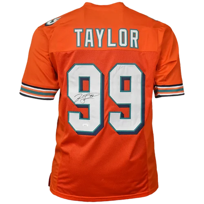 Jason Taylor autographed orange Miami Dolphins custom jersey #99