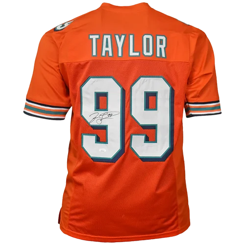 Jason Taylor autographed orange Miami Dolphins custom jersey #99