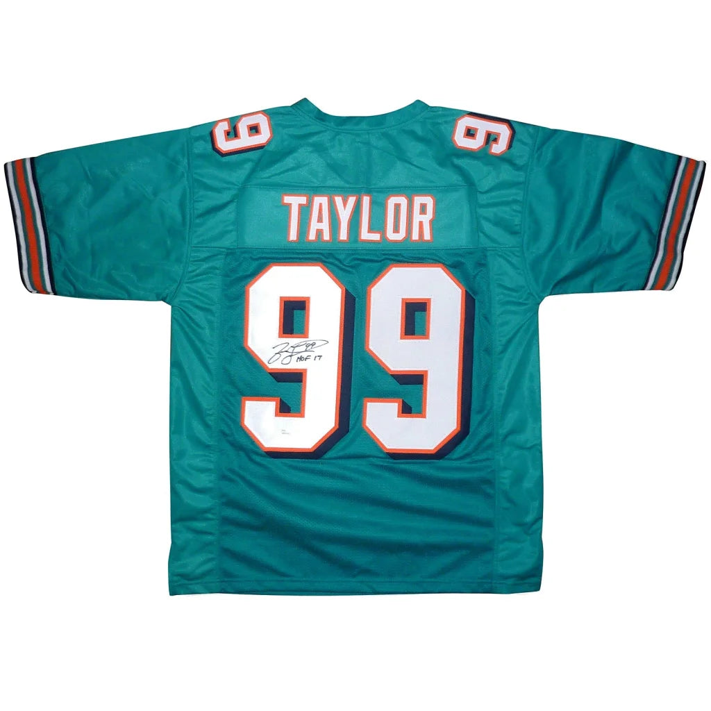 Jason Taylor autographed teal Miami Dolphins custom jersey #99