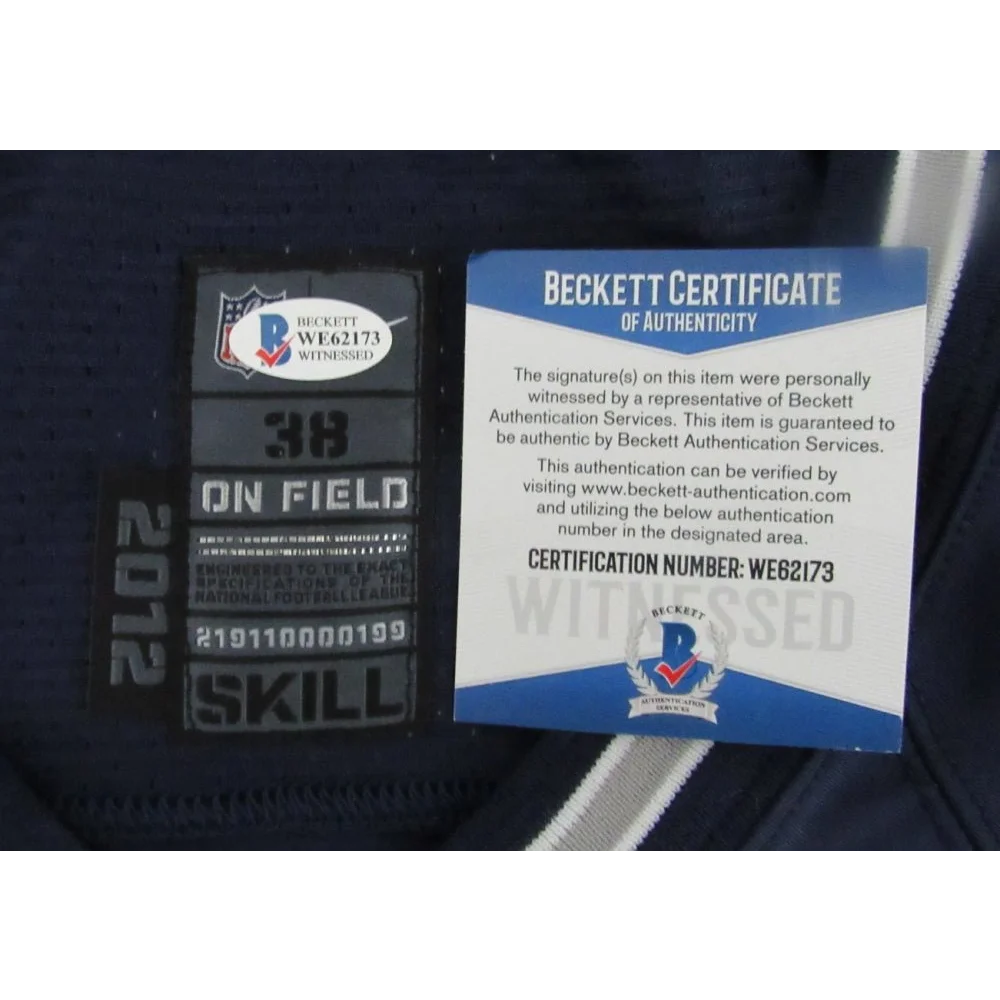 Dark blue Jason Witten signed Cowboys jersey with authenticity tag and certificate