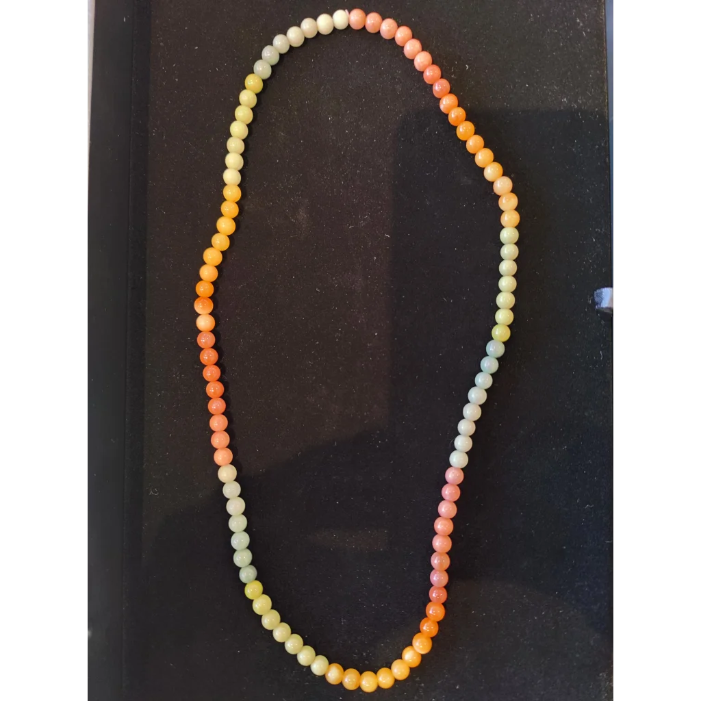 Jasper multi-color round bead necklace 24’’ in yellow to orange pink gradient