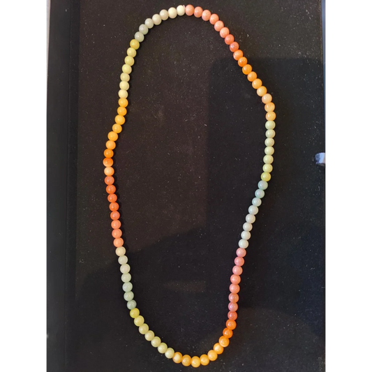 Jasper multi-color round bead necklace 24’’ in yellow to orange pink gradient