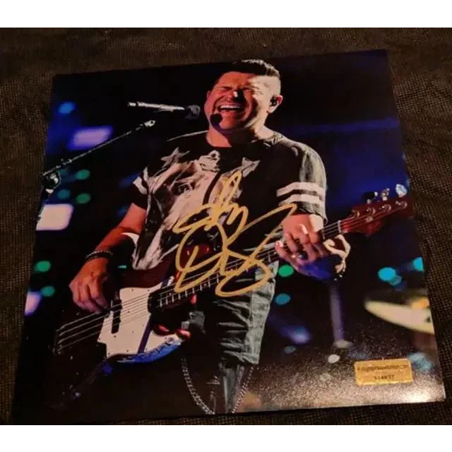 Auto signed 8x10 photo of Jay DeMarcus playing bass guitar collectible