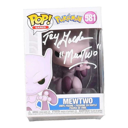 Jay Goede Signed Mewtwo Funko Pop Pokemon collectible figure with autograph on display
