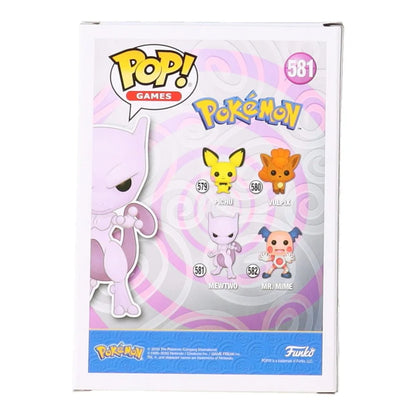 Back of Jay Goede Signed Mewtwo Funko Pop Pokemon box with other Pokémon figures