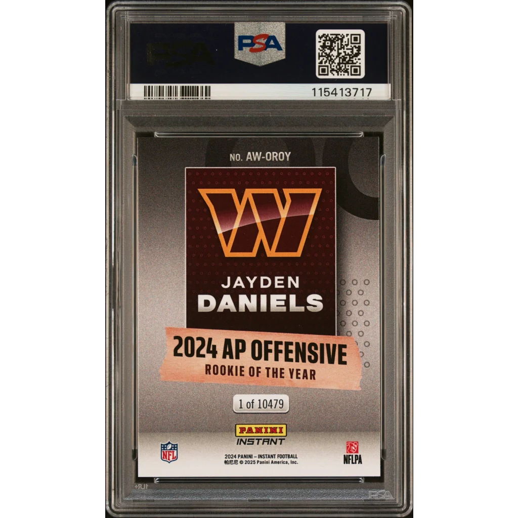 Jayden Daniels 2024 OROY PSA Graded Rookie Card in gold orange