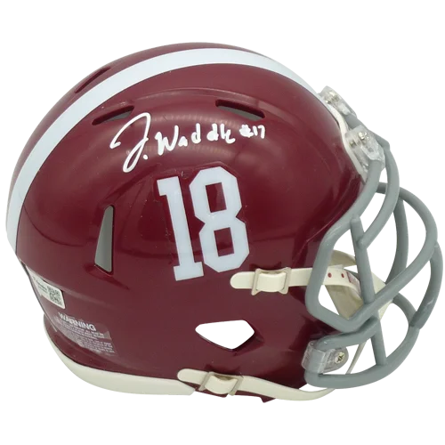 Jaylen Waddle autographed Alabama Crimson Tide mini helmet with number 18