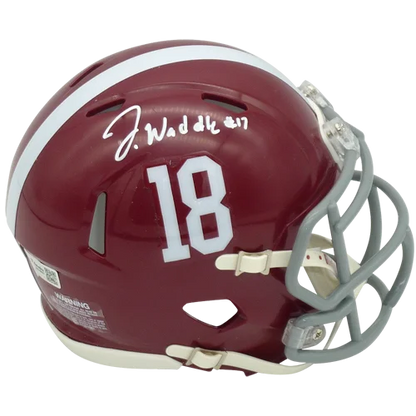 Jaylen Waddle autographed Alabama Crimson Tide mini helmet with J
