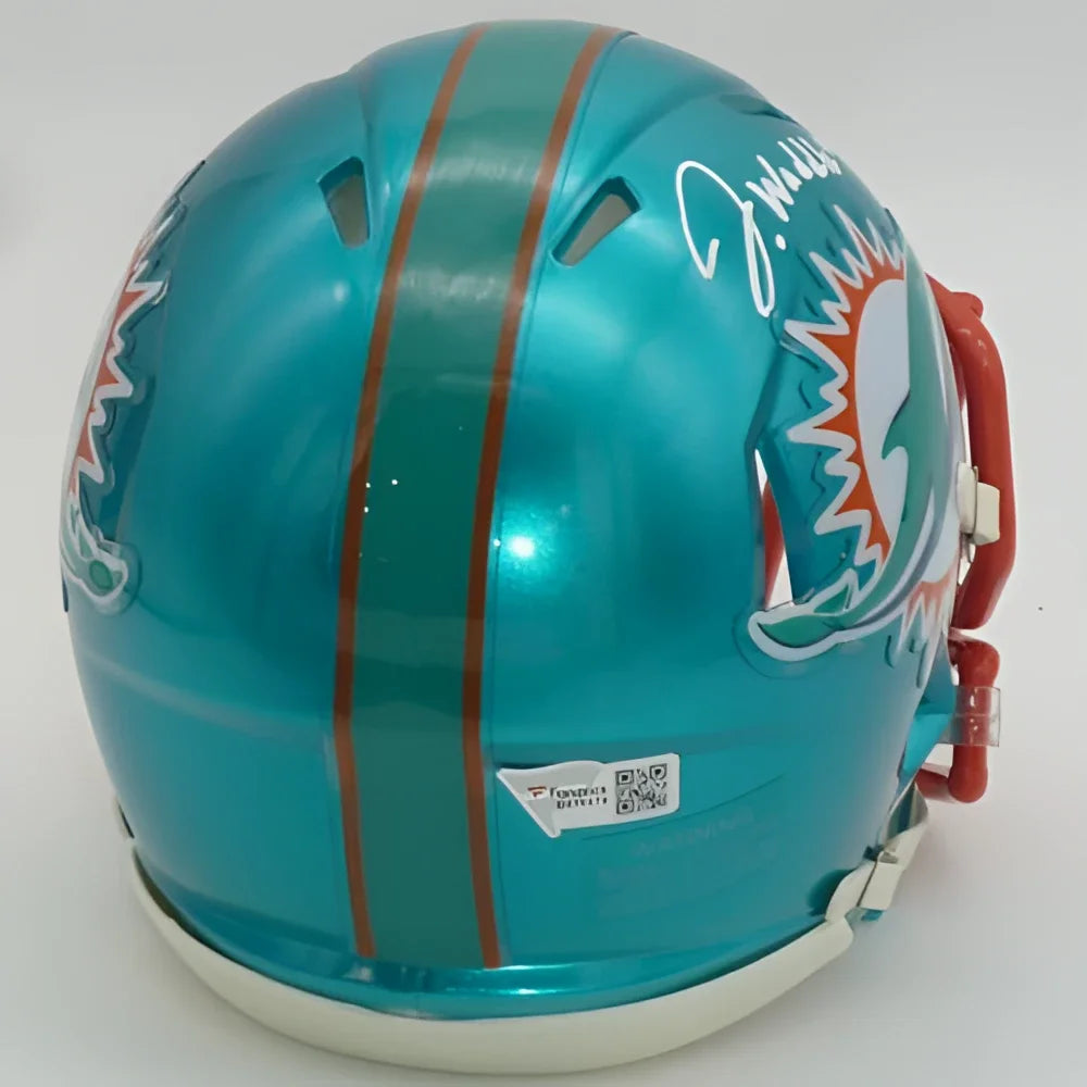 Jaylen Waddle autographed Miami Dolphins mini helmet in teal