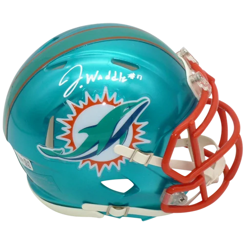 Jaylen Waddle autographed Miami Dolphins turquoise mini helmet