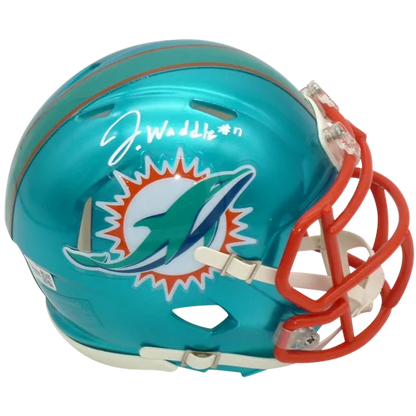Jaylen Waddle autographed Miami Dolphins turquoise mini helmet