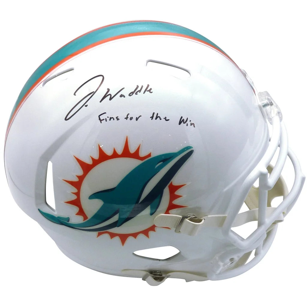 Jaylen Waddle autographed Miami Dolphins replica helmet with logo