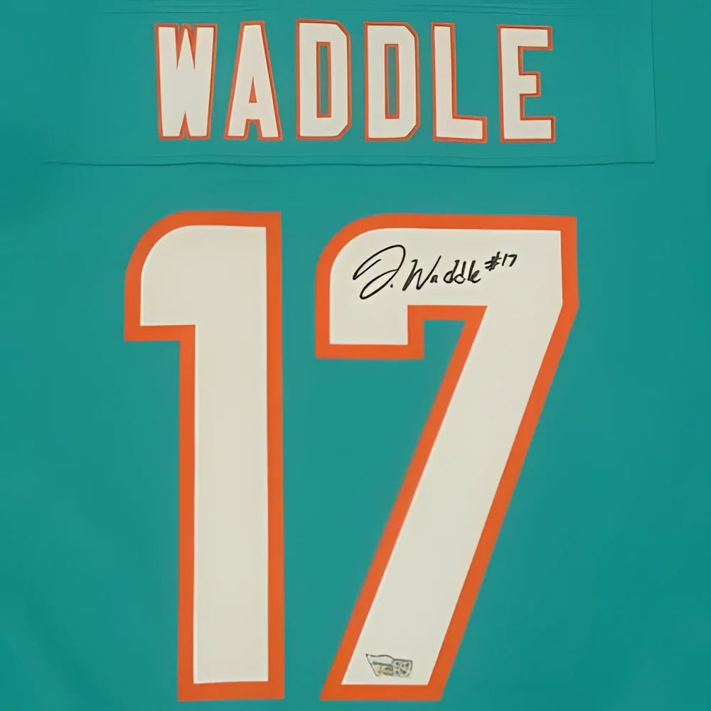 Jaylen Waddle autographed Miami Dolphins teal Nike Game Jersey #17