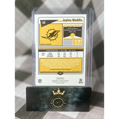 Jaylen Waddle gold timeless tribute card from Prestige Worldwide