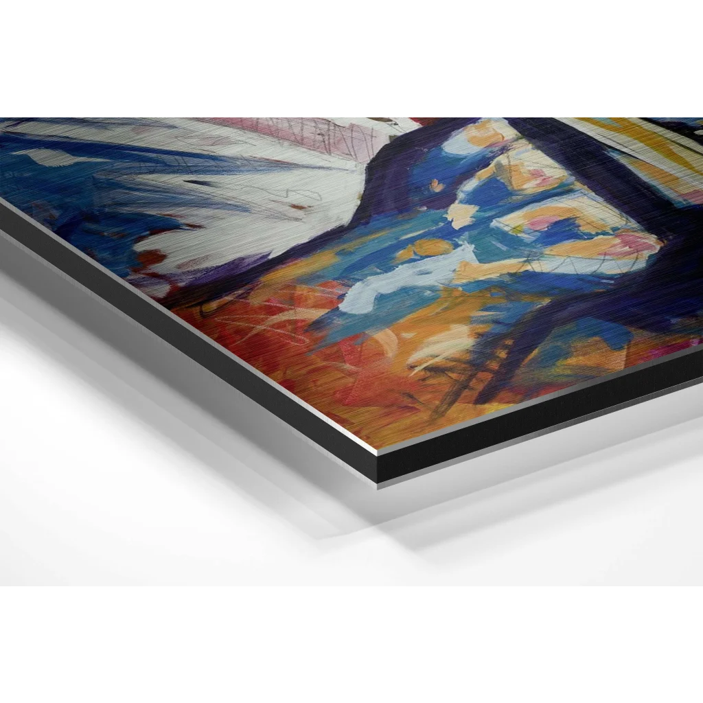 Bold abstract jazz art on brushed aluminium dibond canvas