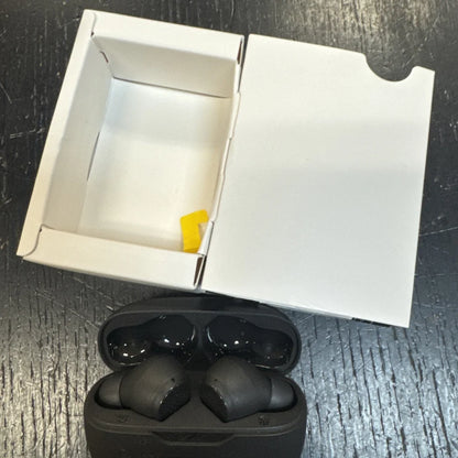 JBL Vibe Beam true wireless black earbuds in glossy charging case