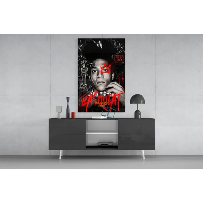 Bold black and red Basquiat graffiti wall art canvas print with Jey Millet and Bah Ducat text