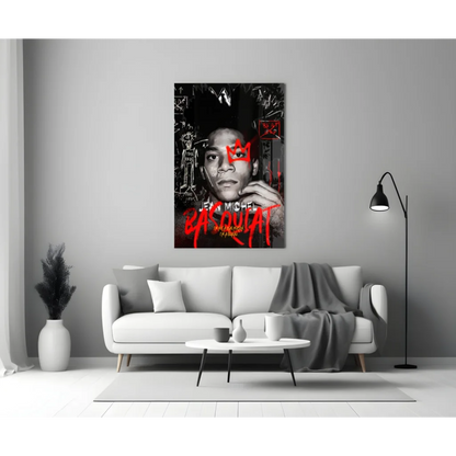 Bold black and red Basquiat graffiti wall art canvas print