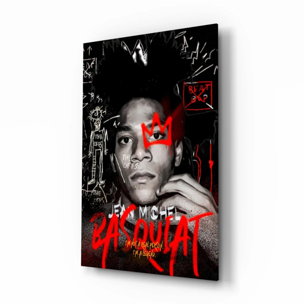 Basquiat graffiti wall art canvas print in bold red and black