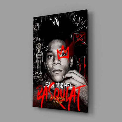 Bold black and red Basquiat graffiti wall art canvas print