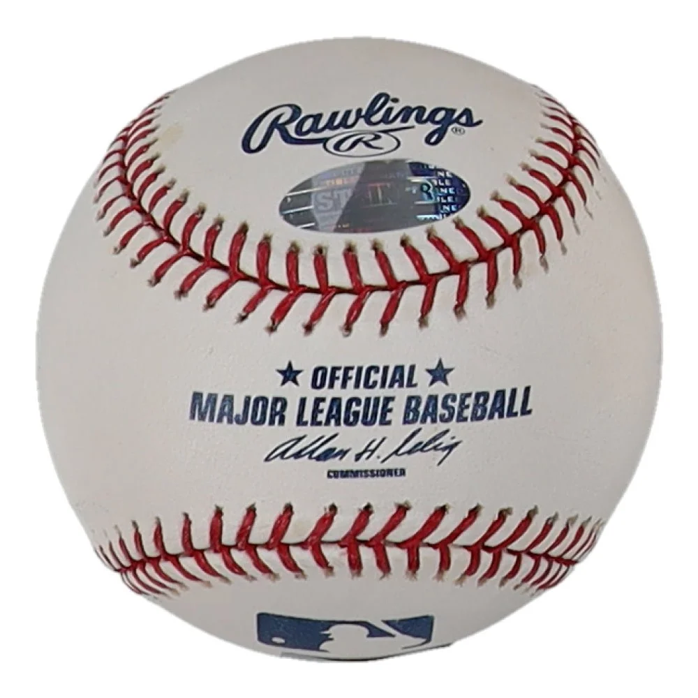 Jed Lowrie signed OML baseball with red stitching from Oakland Athletics