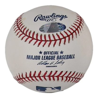 Jed Lowrie signed OML baseball with red stitching from Oakland Athletics