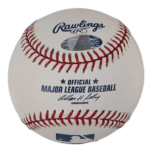 Jed Lowrie signed OML baseball with red stitching from Oakland Athletics