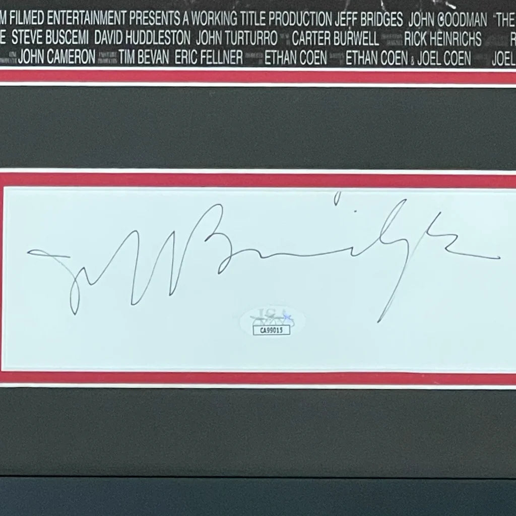 Framed Jeff Bridges autographed Big Lebowski movie poster piece with signature