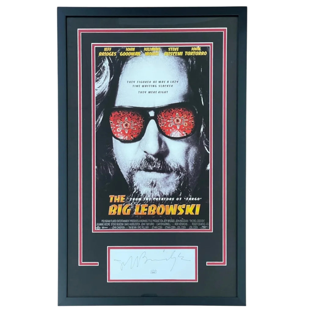 Jeff Bridges signed The Big Lebowski movie poster piece in black frame