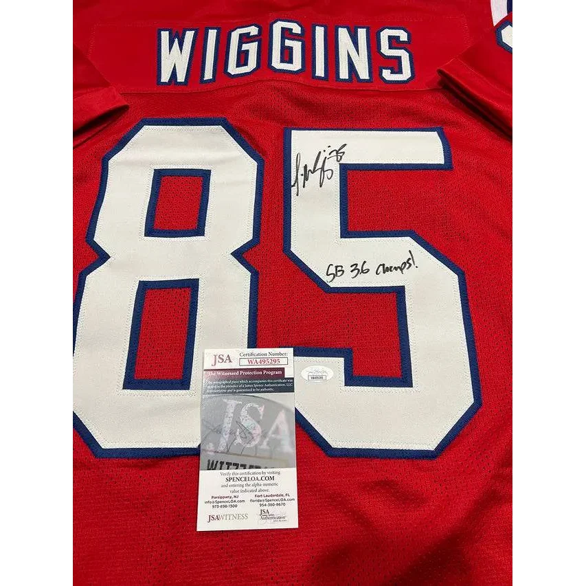 Autographed Jermaine Wiggins New England Patriots inscribed custom football jersey with number 85