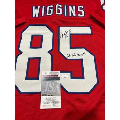 Autographed Jermaine Wiggins New England Patriots inscribed custom football jersey with number 85