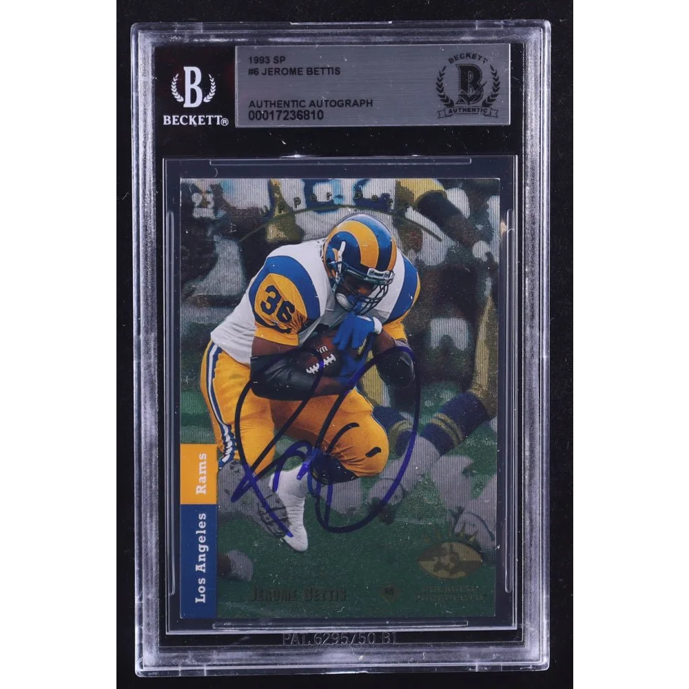 Jerome Bettis signed rookie card with Beckett grading and authentic autograph