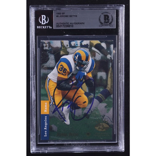 Jerome Bettis signed rookie card with Beckett grading and authentic autograph