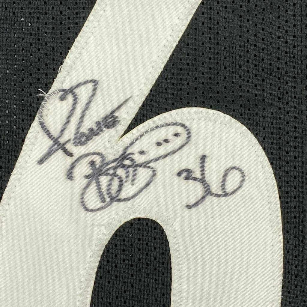 Black Steelers jersey with white numbers and signatures, ready to hang and show off