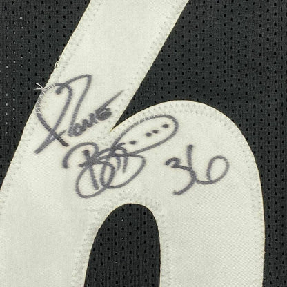 Black Steelers jersey with white numbers and signatures, ready to hang and show off