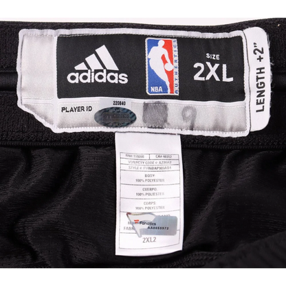 Black Adidas NBA basketball shorts with tags from Jerome Jordan Brooklyn Nets Game Worn Tracksuit Steiner LOA