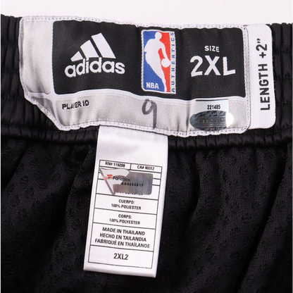 Black adidas NBA shorts with tags from Jerome Jordan Brooklyn Nets 2014 season, Steiner loa, Fanatics hologram