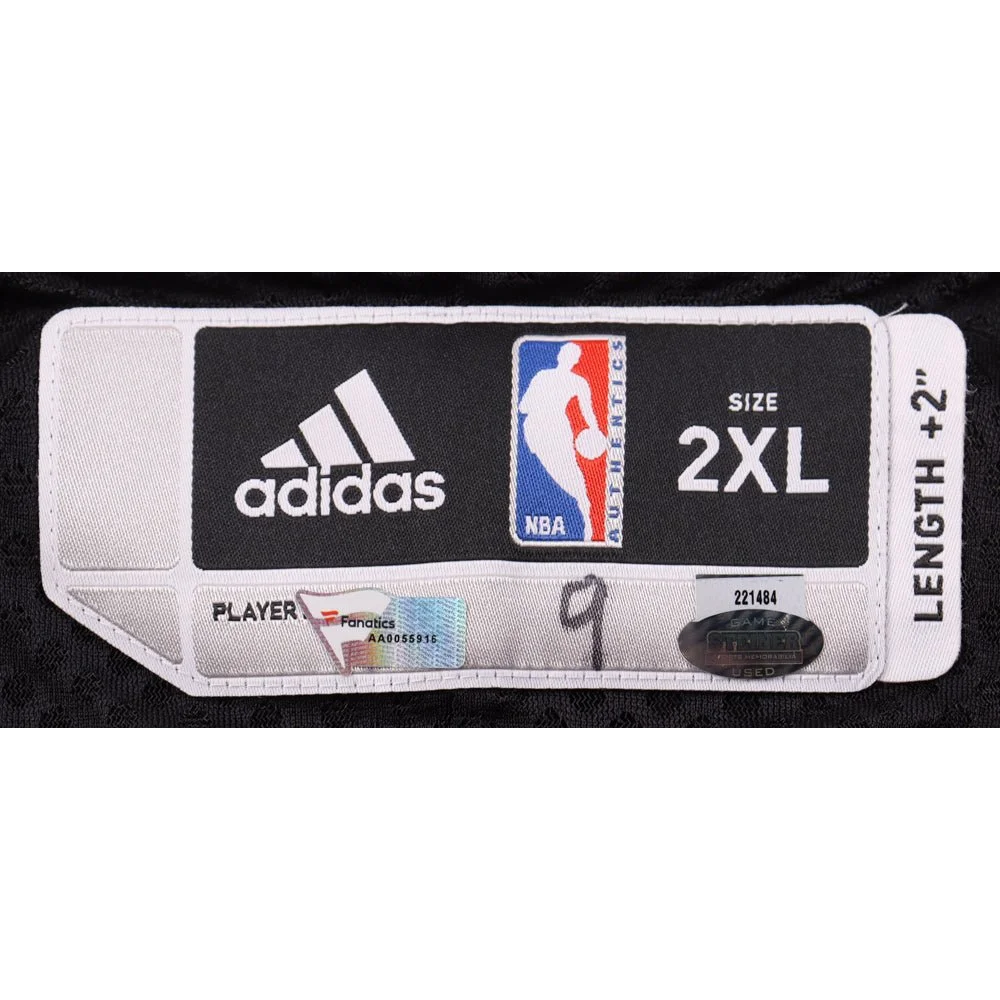 Adidas NBA jersey tag with Jerome Jordan 2XL number 9 for authenticity purposes