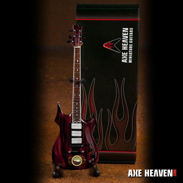 Jerry Garcia Lightning Bolt mini guitar in dark red flames by Axe Heaven