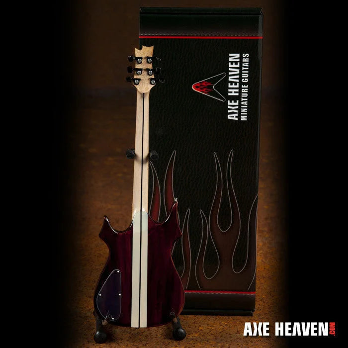 Jerry Garcia Lightning Bolt mini guitar by Axe Heaven® in dark red black flames