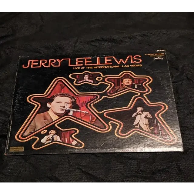Vintage Jerry Lee Lewis live at International Vegas vinyl album with Lee Lewis autographed cover