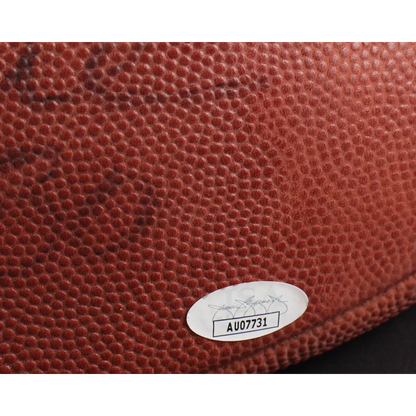 Brown pebbled leather Jerry Rice autographed NFL football with authentication sticker