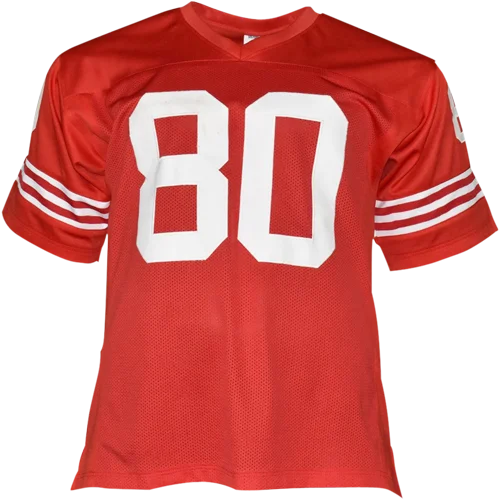 Jerry Rice autographed San Francisco 49ers red #80 jersey with stripes