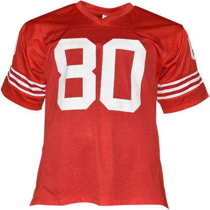 Jerry Rice autographed San Francisco 49ers red #80 jersey with stripes