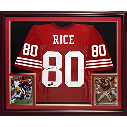 Jerry Rice autographed San Francisco 49ers deluxe framed jersey, red #80