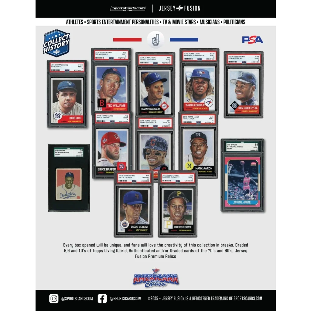 Jersey Fusion Marilyn Monroe Joe DiMaggio trading cards collection in Americana box
