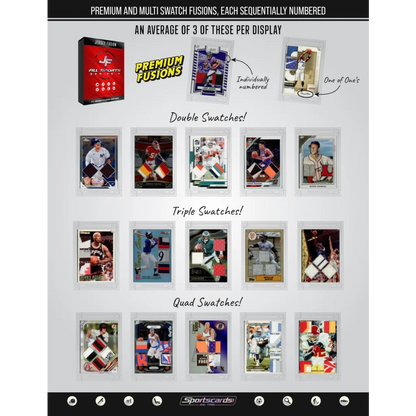 Jersey Fusion Sports Trading Card Display Box with premium fusion cards and 10 packs